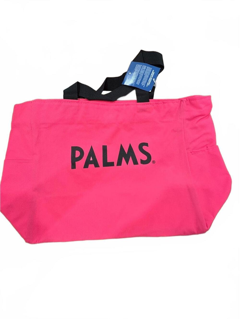 Palms Pink Canvas Tote Bag with Black Handles